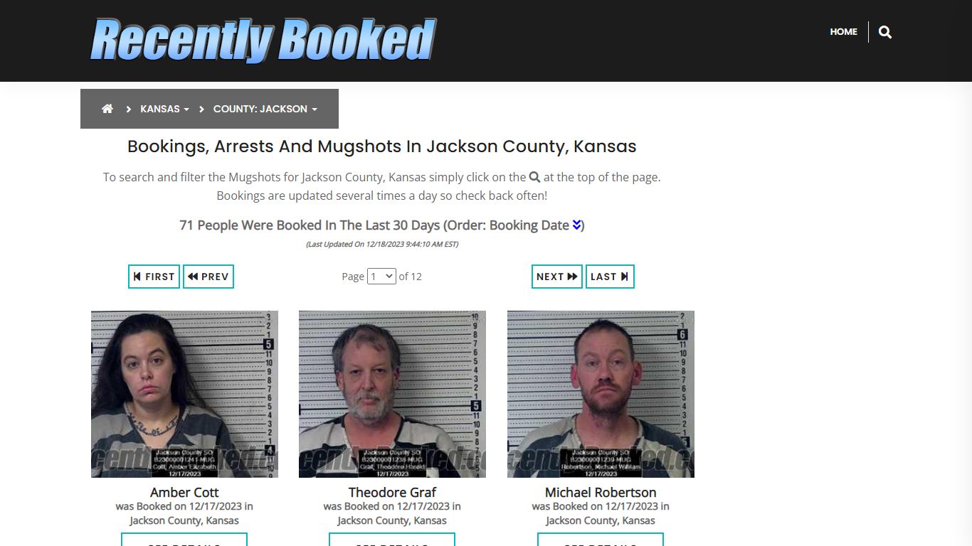Recent bookings, Arrests, Mugshots in Jackson County, Kansas